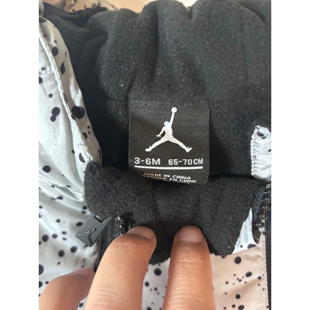 Jordan Infant Hooded Puffer Snowsuit Grey Black Speckle Jumpman Pram 3-6M